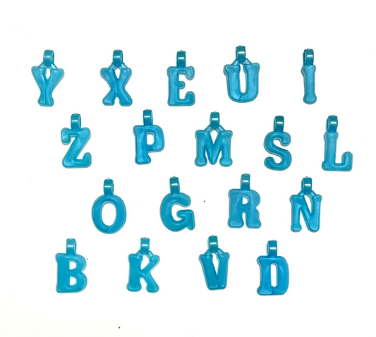 Aqua Blue Letter Charm